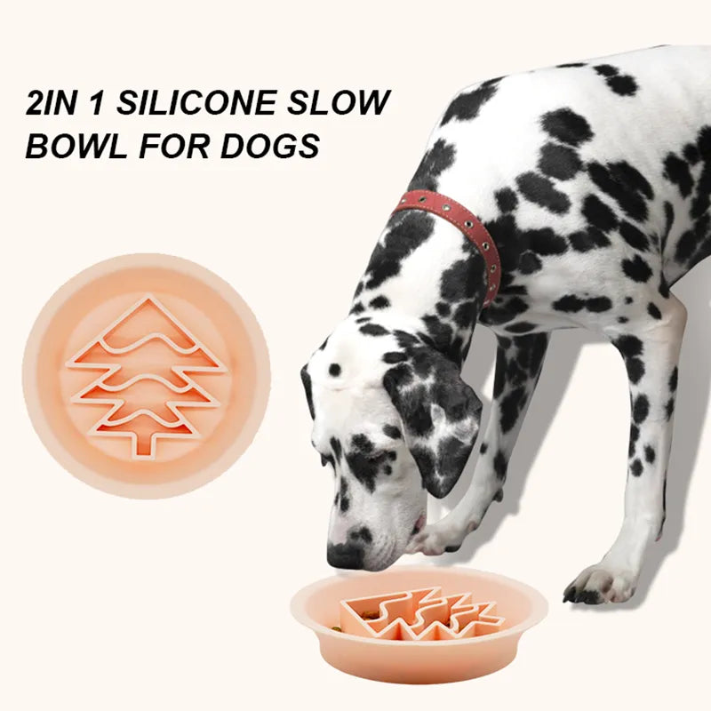 Christmas Collection Pet 2 in 1 silicone slow feeder bowl the bowl and