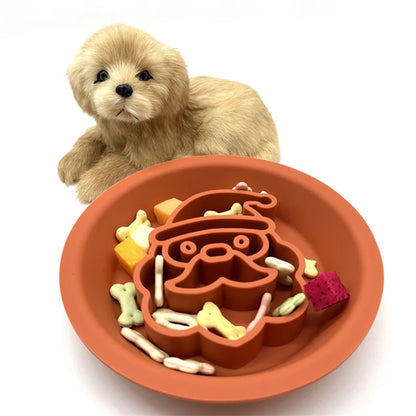 Christmas Collection Pet 2 in 1 silicone slow feeder bowl the bowl and