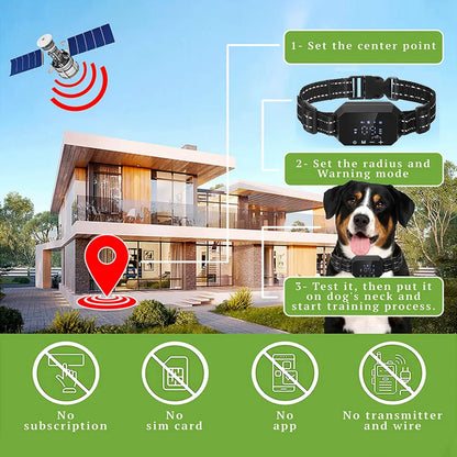 1000m GPS Dog Fence Outdoor Electric Shock Vibrate Invisible Fencing