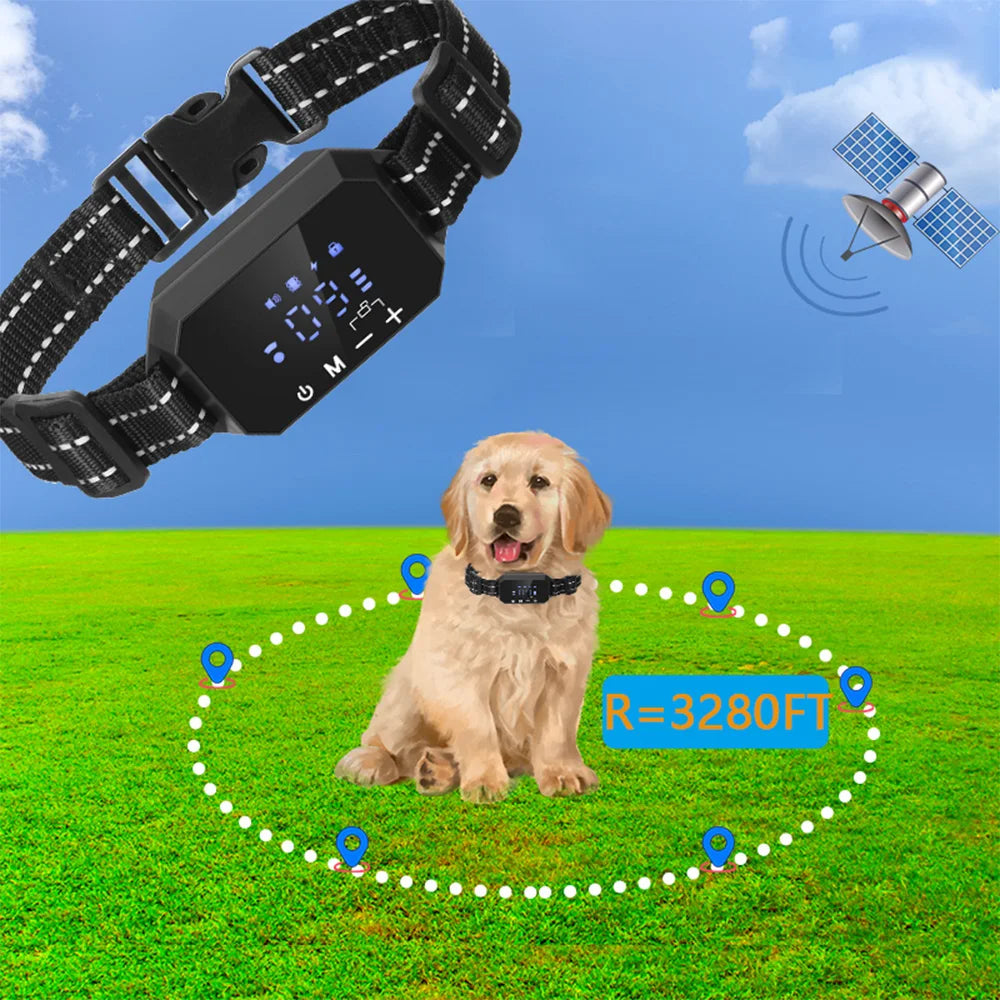 1000m GPS Dog Fence Outdoor Electric Shock Vibrate Invisible Fencing