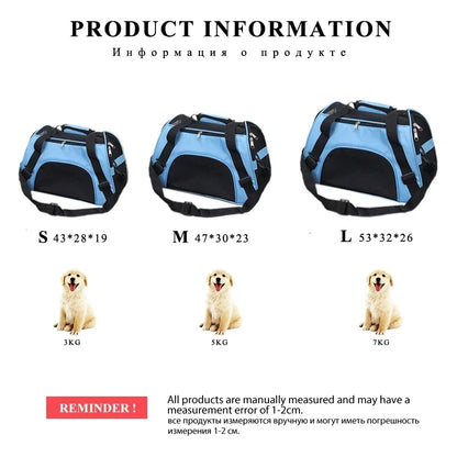 Portable Dog Cat Carrier Bag Pet Puppy Travel Bags Breathable Mesh